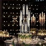 VINCIGANT Acryl Kerzenständer 8 Armig, Transparent 98 cm Höhe Bodenkerzenhalter für Hochzeit Esstisch Mittelstück, Wohnzimmer, Party-Dekoration (Ohne Kerzen)