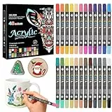 XZMCAT 24er Set Porzellanstifte mit Doppelspitze in 48 Farben, Keramikstifte & Glasmalstifte Spülmaschinenfest Nach Einbrennen, Acrylmarker für, Glas, Keramik, Holz, Stein & Ostern DIY Bemalen