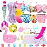 Festfun Sommer Kleidung für Puppen 25 Puppenkleidung Puppenzubehör enthält Picknickmatte Strandstuhl Badeanzug Meerjungfrau Kleidung Brille Schwimmring Schuhe für 11,5 Zoll 30 cm Puppen