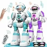 VATOS 2PCS Ferngesteuertes Roboter Spielzeug für Kinder, RC-Roboter mit Sprachwechsler und Rekorder, programmierbare Handbewegung vom Typ C zum Aufladen, Geschenk für Jungen und Mädchen, BG1538
