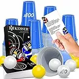 KESSER® Bierpong-Set mit Kartenset, 100 Becher (473ml), 10 Bällen und 54 Karten - Trinkspiele Partybecher Sets für Erwachsene, ideal für Feiern, Geburtstage und Hochzeiten