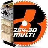 BAUBECK Sägeblatt 254x30 - Multi Material Feinschnitt - Kreissägeblatt 254 x 30 für Holz, Aluminium, Metall uvm. - Sägeblatt 254 kompatibel mit Bosch GTS 10, Bosch PTS 10, Metabo KGS 254 uvm.