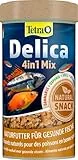 Tetra Delica Mix Naturfutter - Mischung mit 4 verschiedenen Futtertieren (Wasserflöhe, Artemia, Krill, Gammarus), natürliche Snacks für Zierfische, 250 ml Dose