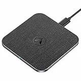 AGPTEK Wireless Charger 15W Induktive Ladestation [Typ-C] Qi Kabellose Ladestation für iPhone 16/15/14/13/12/11/X/XS/8 Plus, AirPods, Ladepad 10W für Galaxy S24/23/22/21/S20/S10/Note 8, Leder Schwarz