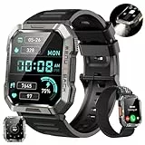 Baolubao Smartwatch Herren Militär,100 Tage Akku,Sportuhr mit Bluetooth-Anrufe,LED Taschenlampe,Kompass,100+ Sportmodi Fitness-Tracker,Puls-Schlaf-Monitor,IP68 Wasserdicht,Outdooruhr für Android iOS