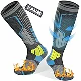 Reamphy 2 Paar Skisocken Merino Wollsocken Thermosocken für Herren Damen, Atmungsaktiv Kompressionsstrümpfe Warme Stützstrümpfe Kniehoch Dicke Kompressionssocken für Wintersport, Snowboard, 48-51