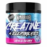 Warrior Creatin Monohydrat + Elektrolyte Pulver 360 g, 80 Portionen – Kreatin Pulver mit Elektrolyten, Intra Workout für Muskelaufbau & Hydration, Sugar Free – Beerenmischung