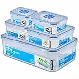 LocknLock PP Classic Vorratsdosen Set 5tlg., 180, 350, 600, 870ml, 3,6L, Vorratsdosen mit Deckel luftdicht & auslaufsicher, Gefrier-, Spülmaschinen- & Mikrowellengeeignete Aufbewahrungsboxen Küche