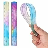2 Stück Lineal Set Flexibles Bunt 30cm Kunststoff Bruchsicher Weich Biegbar Flachlineal Biegbares Metrisches Lineal Gerade für Schule Klassenzimmer Kinder und Erwachsene