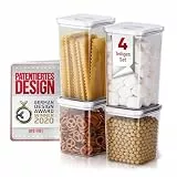 Neoflam® Vorratsdosen mit Deckel Luftdicht, Vorratsorganizer 4er Set BPA-frei, Vorratsbehälter mit Einhanddrehverschluss, Frischhaltedosen für Lebensmittelaufbewahrung, Deckel weiß, 2x1.35L, 2x2.1L