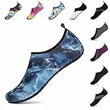 SAGUARO Herren Barfußsschuhe Damen Aqua Schuhe Frauen rutschfest Männer Badeschuhe für Yoga Aqua Wassersport Marmor Marineblau 42/43 EU