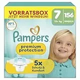 Pampers Premium Protection Größe 7, 156 Windeln, 15kg+, unser Nr. 1 Haut- und Auslaufschutz