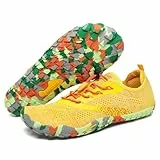 SAGUARO Knit Barfuss Schuhe Damen Herren Barfußschuhe Barfussschuhe Outdoor Fitnessschuhe Barefoot Shoes Straßenlaufschuhe Mit Zero-Drop Solhe,Smart II - Barfußschuhe Gelb,Gr.42