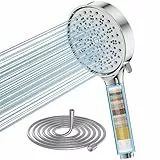 Cobbe Duschkopf mit Filter, Hochdruck Handbrause mit Schlauch, 6 Strahlarten Duschkopf Wassersparend mit Filtration in 20 Schichten, Duschbrause für Hartes Wasser,Rest-Chlor,Bakterien, Schwermetall