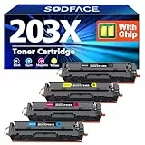 SODFACE 203X Kompatibel für HP 203A 203X Toner Set für Color Laserjet Pro MFP M281fdw M281fdn M280nw M254dw M254nw CF540X CF541X CF542X CF543X Tonerkartusche (Schwarz Cyan Gelb Magenta, 4er-Pack)