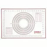 GWHOLE Silikonmatte Backmatte Silikon Teigmatte Wiederverwendbar Antihaft Rutschfest mit Messung, 60 x 40 cm, Rot