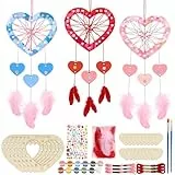 MONCAP 6 Stück Traumfänger Bastelset Kinder Traumfänger Basteln Herzförmige Traumfänger Holz Traumfänger zum Bemalen für Kinder Mädchen Kreativ DIY Kindergeburtstag Ostern Frühling Geschenk