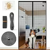 Flammhemmend Fliegengitter Balkontür Magnet,Glasfasermaterial,105x210cm Stärkere Magneten Fliegengitter Tür,Fliegengittertüren Ohne Bohren,Insektenschutzgitter Für Balkontür/Terrassentür,Schwarz