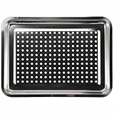 BESTonZON Edelstahl Grillplatte mit Multifunktionalen Eigenschaften und Glatten Runden Kanten für Barbecue und Feiertage Tragbare Perforierte Abtropfschale für Schonendes Grillen