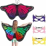 FANTESI 2 Stück Kinder Schmetterlingsflügel, Halloween Fee Schmetterling Umhang Flügel Kostüm Schmetterling Schal Pixie Poncho Kostüm für Jungen Mädchen Verkleiden Prinzessin Party Gastgeschenke lila,