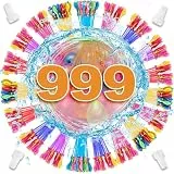 999 Stück Wasserbomben Selbstschließend,Wasserbomben Wiederverwendbar Bunte mit 4 Wasserhahn Anschluss,60 Schnellfüller,Ohne Manuelles Verknoten,Wasserballons für Strände,Poolparty