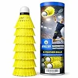 ATHLEJOY 12x Badminton Federbälle - Training und Wettkampf - Badmintonbälle für Indoor & Outdoor