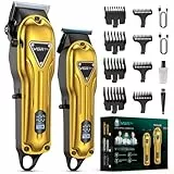 Vgrpro Haarschneidemaschine, Schnurlose Haarschneider Herren und Trimmer Herren Set, Haarschneide set mit langer Akkulaufzeit, elektrischer Haartrimmer für die Familie,Barbier, Friseur (Gold)