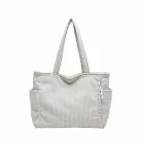 ALMLWIAJ Cord Tasche Damen Tote Bag mit Reißverschluss Große Kord Shopper Schultertaschen Handtasche für Arbeit Büro Reisen Einkauf Schule Alltag