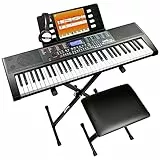Rockjam 61-Key-Tastatur-Klavierset mit Tastaturständer, Klavierbank, Kopfhörer, Klavier-Anmerkungs-Aufkleber & Lektionen