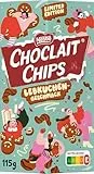 Nestlé CHOCLAIT CHIPS Lebkuchen, leckerer Knusper-Snack mit Lebkuchengeschmack, umhüllt von Milchschokolade und verfeinert mit Dekorstreifen aus Zartbitterschokolade, 1er Pack (1 x 115g)