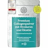 NATURE LOVE® Premium Collagen Pulver mit Hyaluronsäure und Elastin - 500g Kollagen - Peptide Type 1 und 3 - geschmacksneutral - Kollagen von Rindern aus Weidehaltung - laborgeprüft