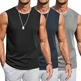 COOFANDY Herren Tank Top Muskelshirt Ärmelloses Shirt Fitness Achselshirt Unterhemd Funktionsshirt Sport Gym T-Shirt Schwarz/Marineblau/Dunkelgrau L