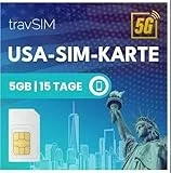 USA SIM Karte | 5 GB Datenvolumen mit 4G/5G-Geschwindigkeit für die USA – uneingeschränkter Zugriff auf Google, Facebook, Whatsapp und mehr | 15-Tage-SIM-Tarif für die USA von travSIM