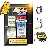 Solakon 1000W Balkonkraftwerk - Balkonkraftwerk 800W komplett Steckdose - neuester 800 Watt Wechselrichter - Solaranlage Komplettset, 500W bifaziale Solarmodule inkl Zubehör - 5m Kabel, Ohne Halterung
