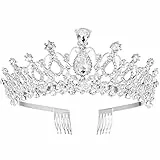 Frcolor kristall krone mit Kamm Strass Tiara Hochzeit Tiara Bridal Crystal Stirnband Crown mit Kamm für die Hochzeit Birthday Party