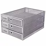 Exerz Papier Sortierer mit 3 Schubladen/A4 Dokumente/Schubladenbox - Drahtgeflecht Büroablage/Aufbewahrung Ordner/Schnellhefter/Organisator/Schreibtisch Multifunktions(Silber)