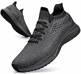 Giniros Sportschuhe Herren Turnschuhe Laufschuhe Sneaker Running Tennisschuhe Freizeit Straßenlaufschuhe Atmungsaktiv Slip on Fitness Gym Joggingschuhe Dunkelgrau 41EU