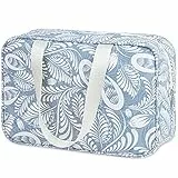 Volle Größe Kulturbeutel Große Kosmetiktasche Reise Make-up Taschen Organizer für Damen und Frauen (Blaues Blatt)