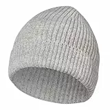 Vicloon Merinowolle Mütze für Herren & Damen, Merino Wolle Fisherman Beanie, Trawler Mütze, Weich, Stretchy, Unisex, Herren Damen Wintermuetze Strickmuetze Wollmütze, Hellgrau
