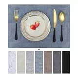 Homaxy Tischsets Abwaschbar 6er Set, Wasserdicht Tischset, Platzsets Abwischbar Doppelseitigen, Platzset Leder, rutschfest Platzdeckchen, Schön Tischuntersetzer, Blau