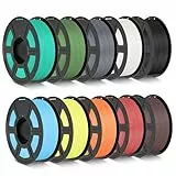 TECBEARS Matte PLA Filament Bundle 10KG, High Speed PLA 3D Drucker Filament mit Matter, 10 Stück 1kg Spule, 10 Colors Himmelblau+ Schwarz+ Weiß+ Grau+ Schokolade+ Orange+ Rot+ Mintgrün+ Olivgrün+Gelb