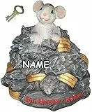 Spardose - ein Haufen Kohle ... - mit Schlüssel + Name - stabile Sparbüchse aus Kunstharz - Mäuse Geld Sparschwein Kohle Käse Geldhaufen Gold - Spardosen ..