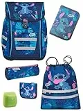 Familando - McNeill Teneris Schulranzen Set - 6-teilig mit Turnbeutel - Stitch - Ergonomisch & Verstellbarer Brustgurt - 980g leicht mit 18L Volumen & Reflektoren - Für Grundschule ab 1. Klasse