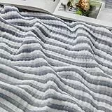 EMME Tagesdecke Baumwolldecke 100% Musselin Decke Erwachsene 167x 228cm, Sofadecken Atmungsaktive Weiche Groß Decke Alle Jahreszeiten Vorgewaschen Couch Decken Baumwolle Tagesdecke,Marineblau