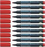 Schneider Maxx 130 Permanent-Marker mit Rundspitze (Strichstärke: 1-3 mm, nachfüllbar) 10er Packung rot