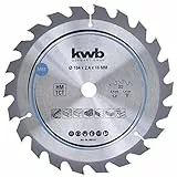 kwb Kreissägeblatt 184 x 16 mm - Schneller Schnitt, geeignet für Weich- und Hartholz, Tischlerplatten und Spanplatten - Hartmetall-Zähne, flexibles Stammblatt