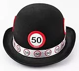 Folat 8714572623506 FilzHut Verkehrsschild 50 Geburtstag, Schwarz