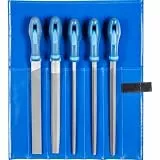 PFERD TOOLS Werkstattfeilen-Set in PVC-Rolltasche, 5 Feilen, Kreuzhieb H2, 250mm, 11800542 – für universelle Schrupp- und Schlichtarbeiten geeignet
