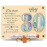 Charfia Geldgeschenke Geburtstag, Deko Geschenk 30 Geburtstag Frauen Männer Frau Mann Geschenke für Frauen Männer Geburtstagskarte aus Holz inkl. Ständer