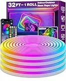 AILBTON 10m Neon Led Strip,Flexible Streifen,Control with App/Remote,Multiple Modes,IP65 Outdoor RGB Lights Waterproof,Music Sync Gaming Led Strip Lights for Bedroom Indoor